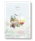 Veldbloemen en vlinders met een portretfoto