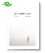 Rouwkaart met kerktoren in de mist