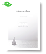 Rouwkaart met Zeilboot op zee