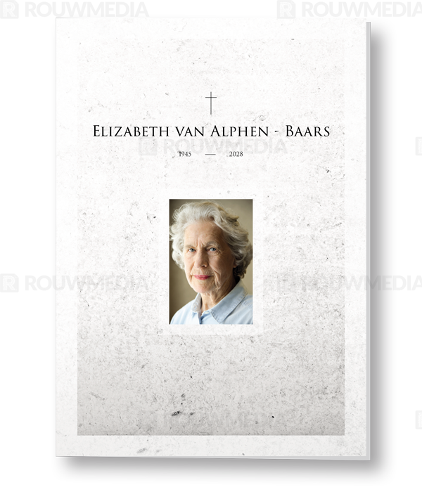 Rouwkaart Rouwkaart met portret op abstracte achtergrond - voorkant