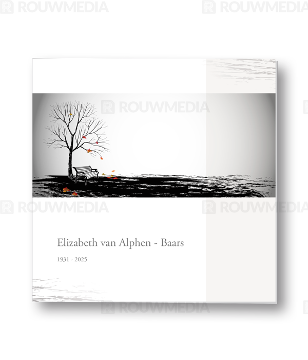 Rouwkaart Rouwkaart met langwerpig portret en balk - voorkant