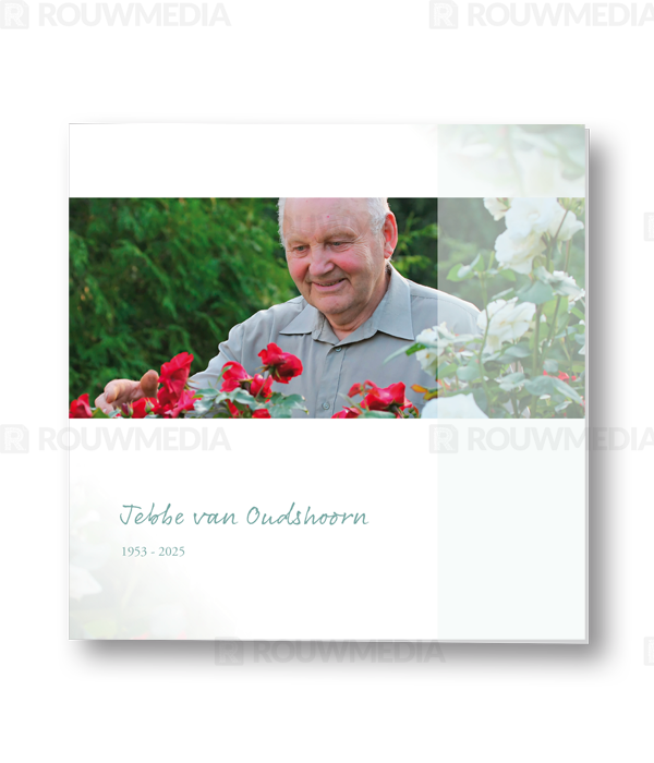 Rouwkaart Rouwkaart met langwerpig portret en balk - voorkant