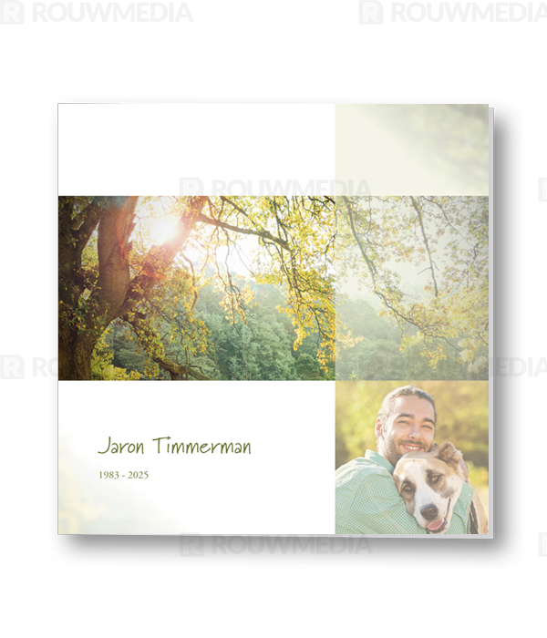 Rouwkaart Rouwkaart met bos in de zomer en portret - voorkant