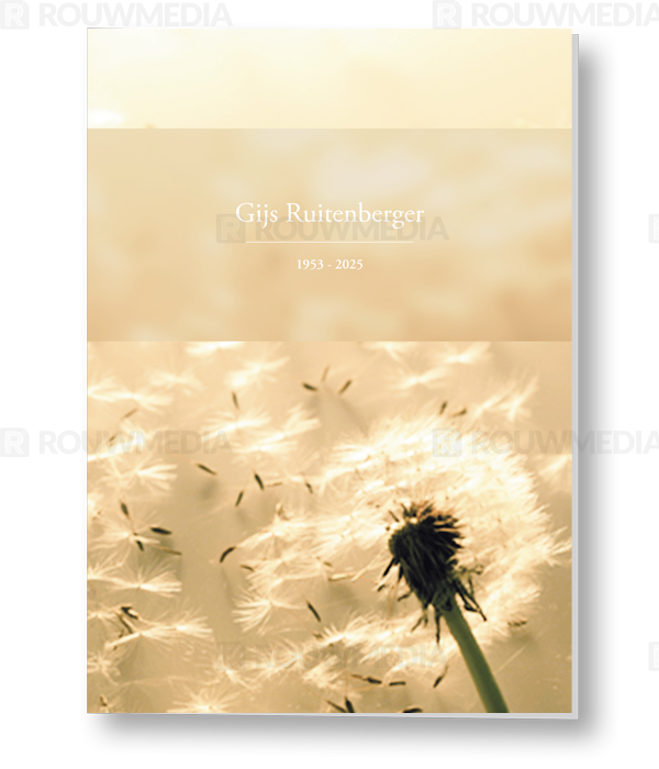 Rouwkaart Rouwkaart met paardenbloem in de wind - voorkant