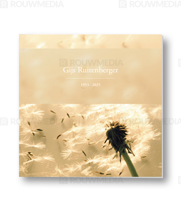 Rouwkaart Rouwkaart met paardenbloem in de wind - voorkant