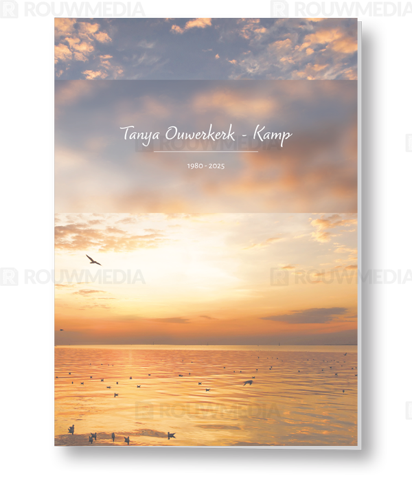 Rouwkaart Rouwkaart met zonsondergang en vogels - voorkant