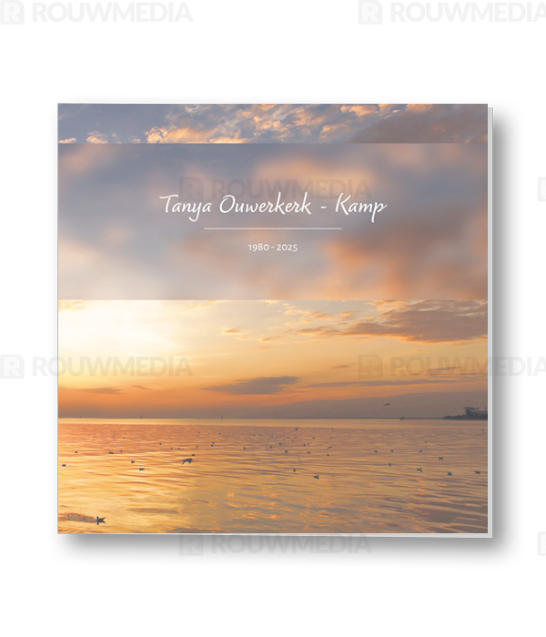 Rouwkaart Rouwkaart met zonsondergang en vogels - voorkant