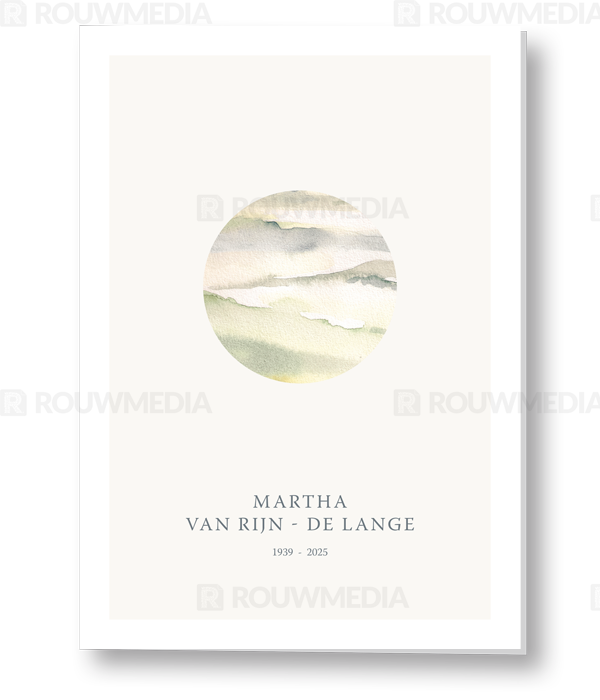 Rouwkaart Rouwkaart met geschilderde bergen in cirkel - voorkant