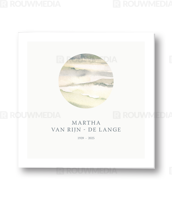 Rouwkaart Rouwkaart met geschilderde bergen in cirkel - voorkant