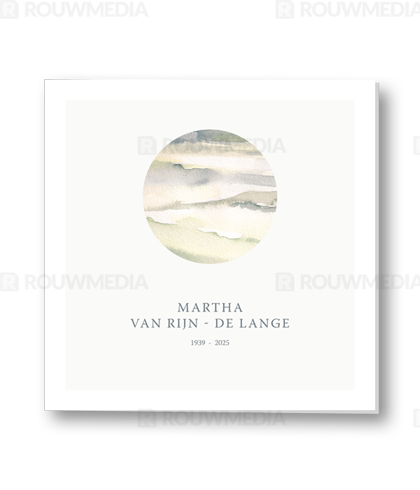 Rouwkaart Rouwkaart met geschilderde bergen in cirkel - voorkant