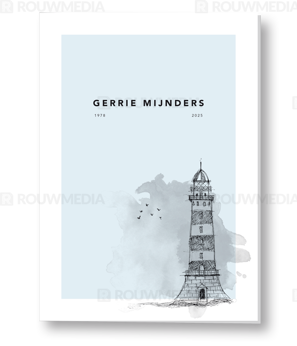 Rouwkaart Rouwkaart met schildering van een vuurtoren - voorkant