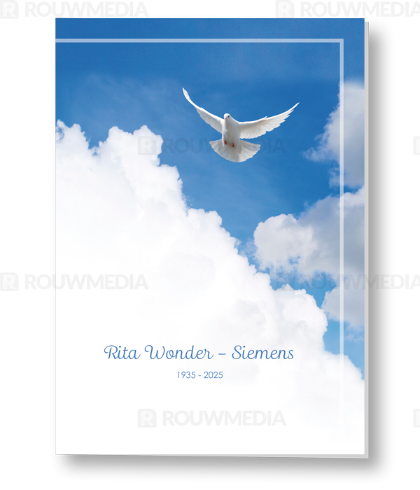 Rouwkaart Rouwkaart met witte duif in lucht - voorkant