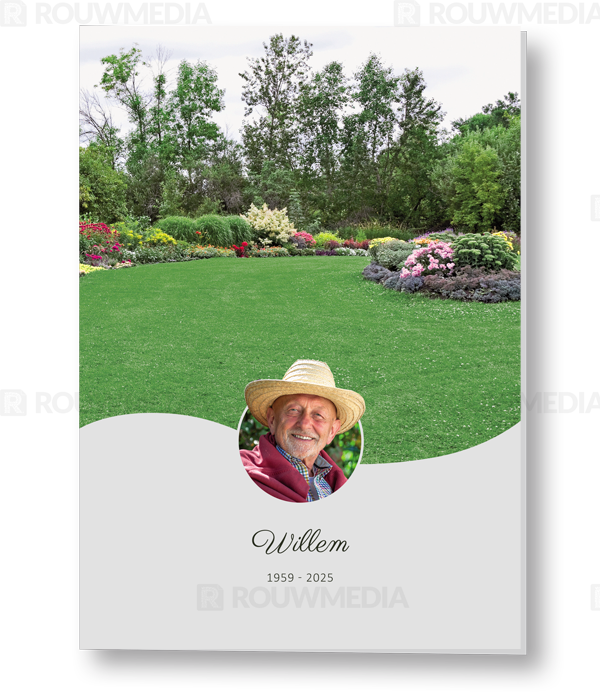 Rouwkaart Rouwkaart met golf en portret in cirkel - voorkant