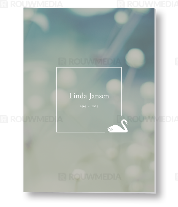 Rouwkaart Rouwkaart met dun kader en zwaan - voorkant