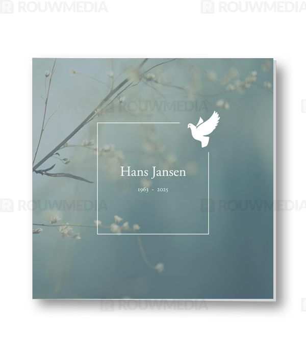 Rouwkaart Rouwkaart met dun kader en duif - voorkant