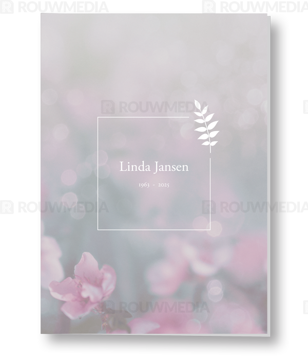 Rouwkaart Rouwkaart met dun kader en tak - voorkant