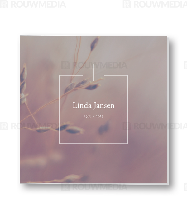 Rouwkaart Rouwkaart met dun kader en kruis - voorkant